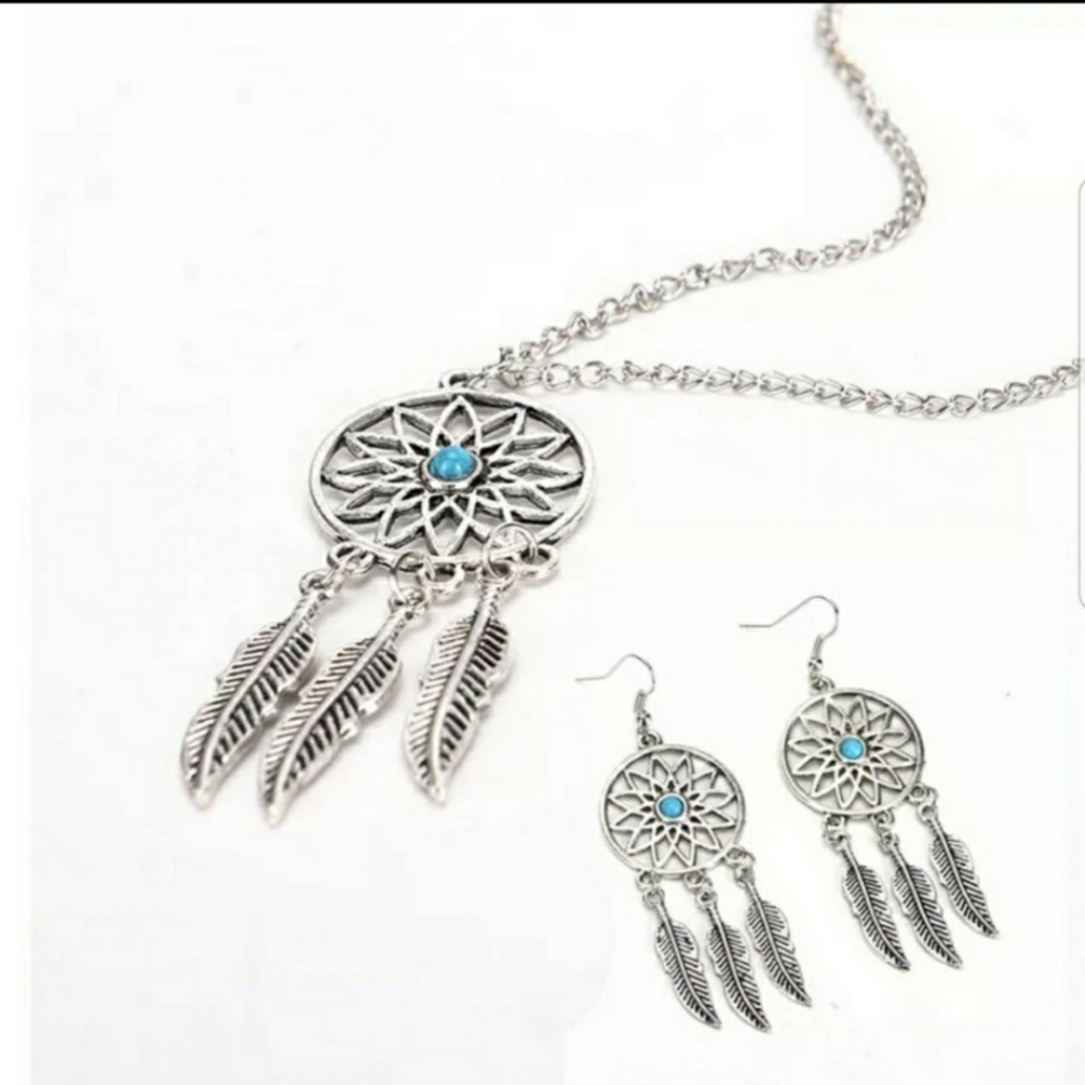 Bohemian Dream Catcher Necklace & Earring Set
